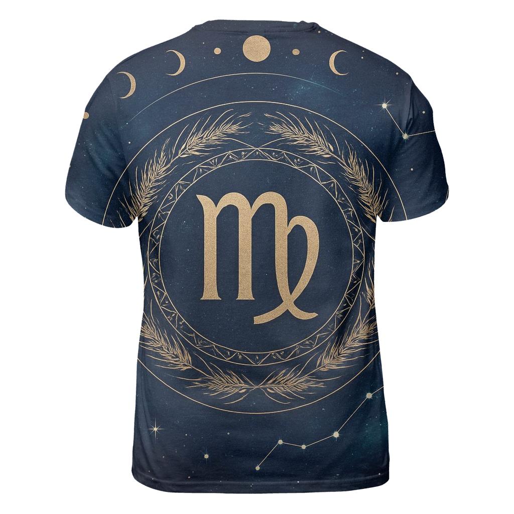 Virgo Spica Harvest Star Mandala artistic all-over print tops