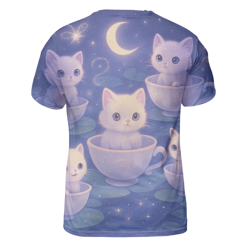 Moonlit Teacup Kitten Carousel statement graphic shirts