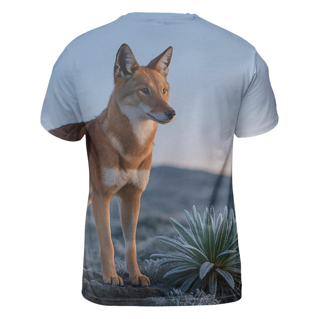 Ethiopian Wolf Among Frosted Giant Lobelias custom all-over print shirts