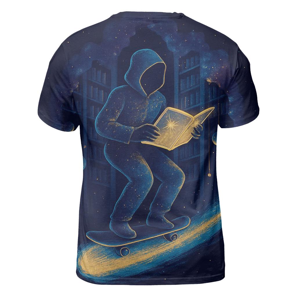 The Comet Librarian vibrant all-over design tees