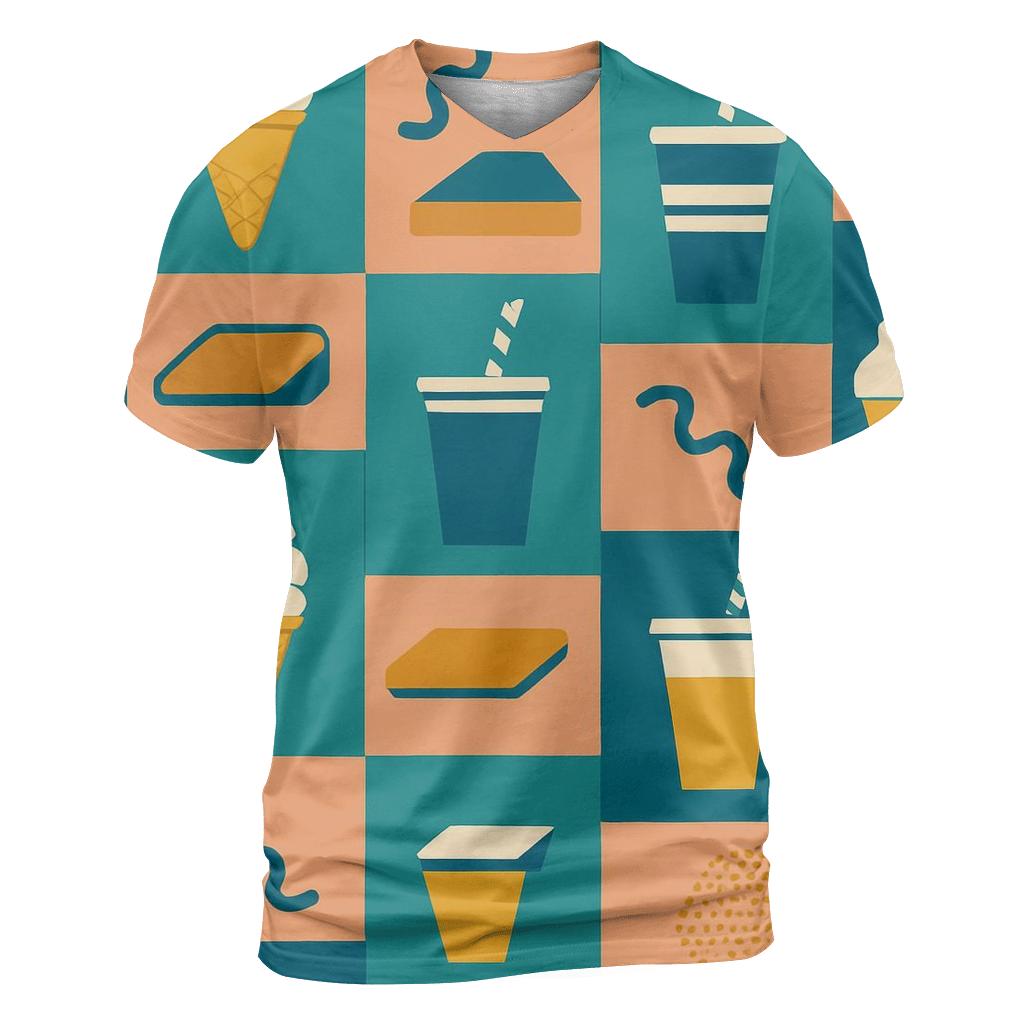 Mall Food Court Neon Pattern vibrant all-over design tees