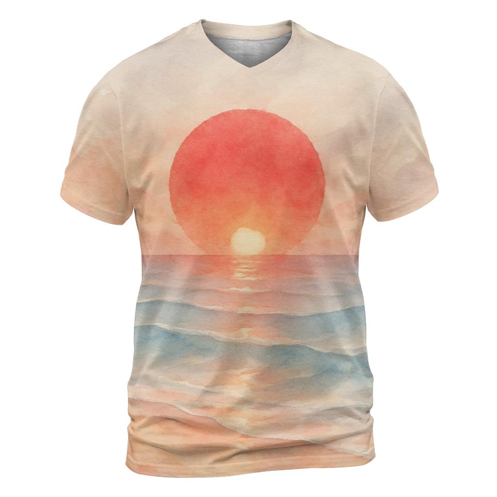 Japan Dawn Watercolor Horizon designer pattern shirts