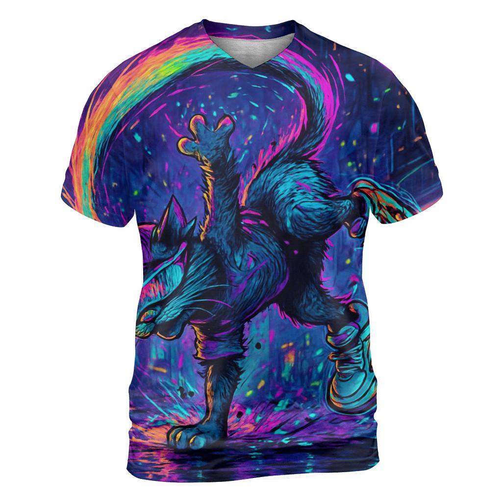 Neon Alley Breakdance Cat Spiral creative print fashion shirts