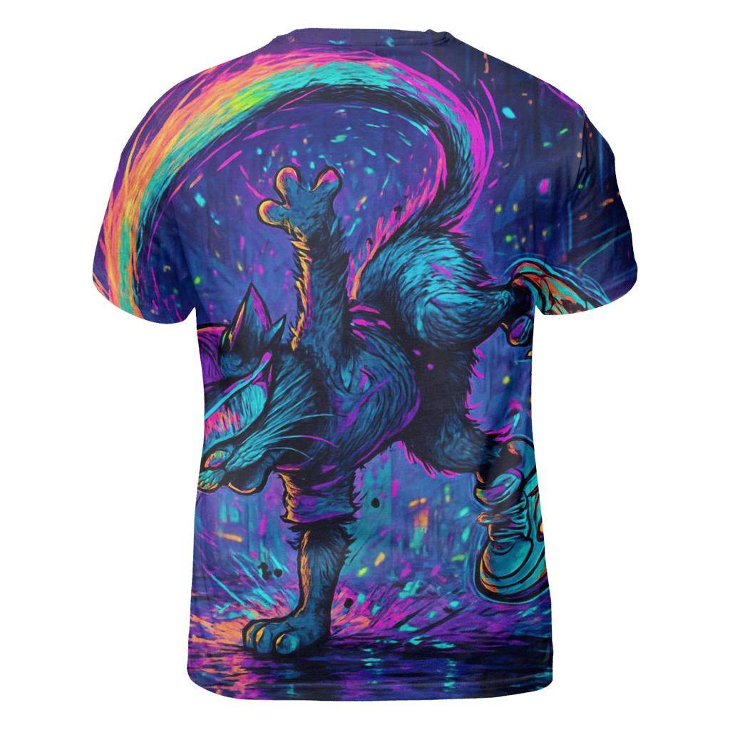 Neon Alley Breakdance Cat Spiral creative print fashion shirts