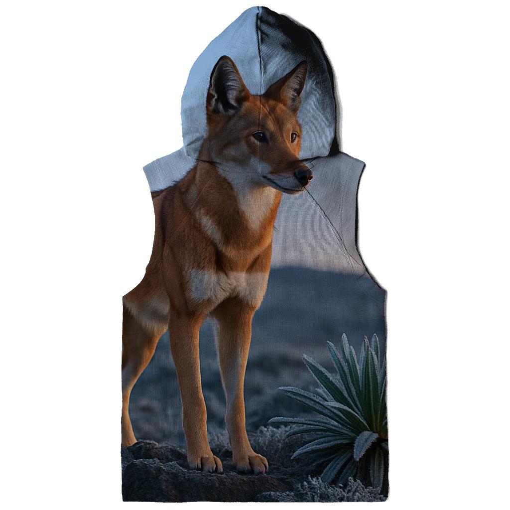 Ethiopian Wolf Among Frosted Giant Lobelias embroidered hoodies