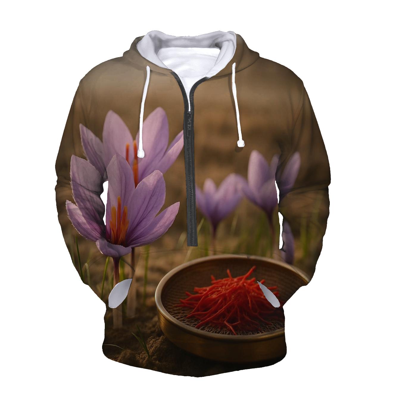 Saffron Crocus And Brass Drying Tray At Dawn printed hoodies