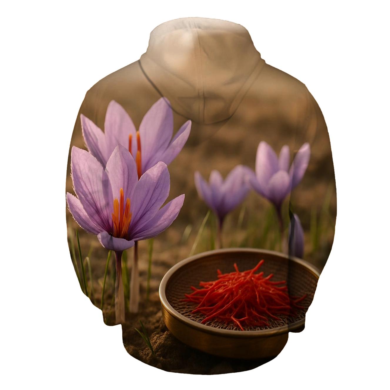 Saffron Crocus And Brass Drying Tray At Dawn printed hoodies
