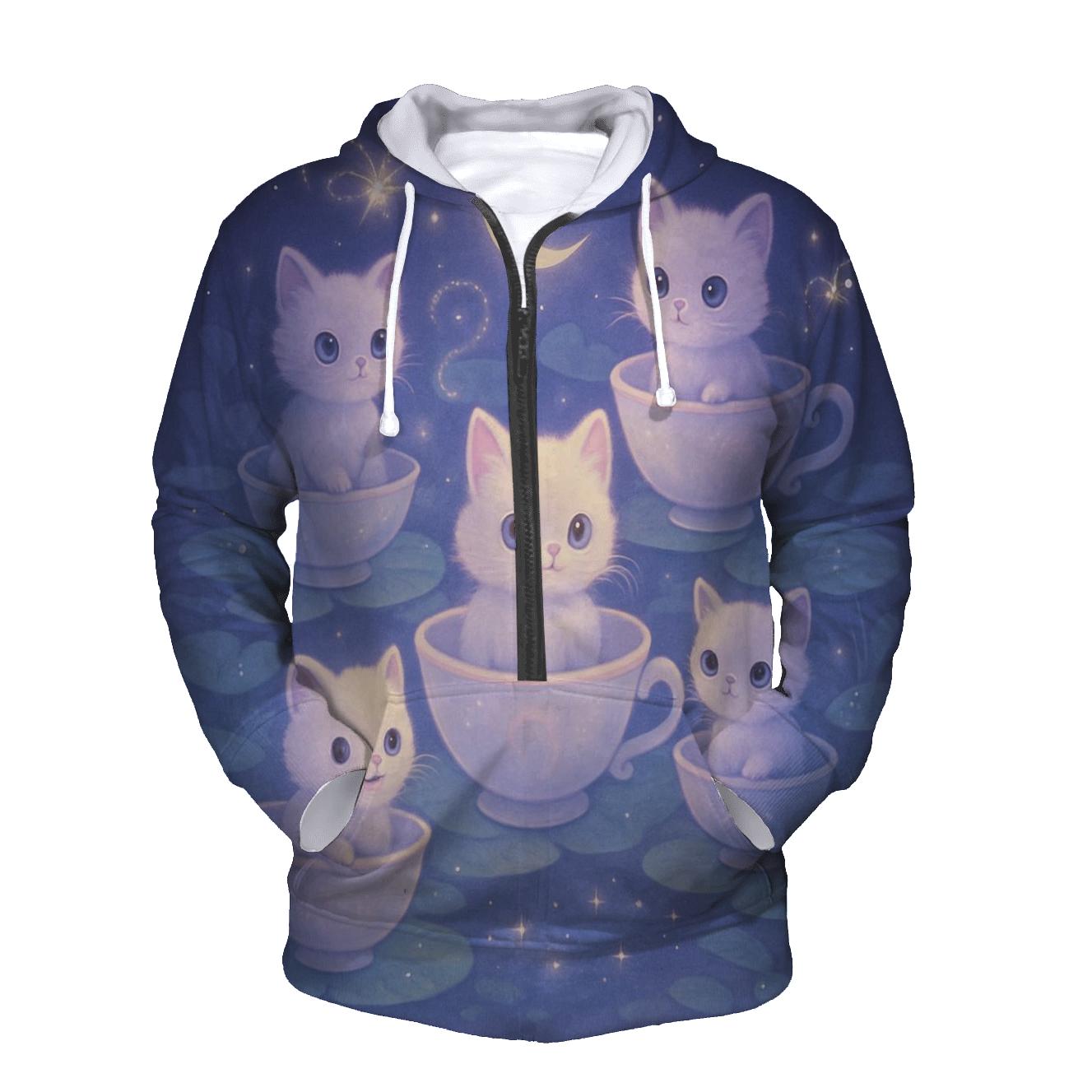 Moonlit Teacup Kitten Carousel hoodie designs