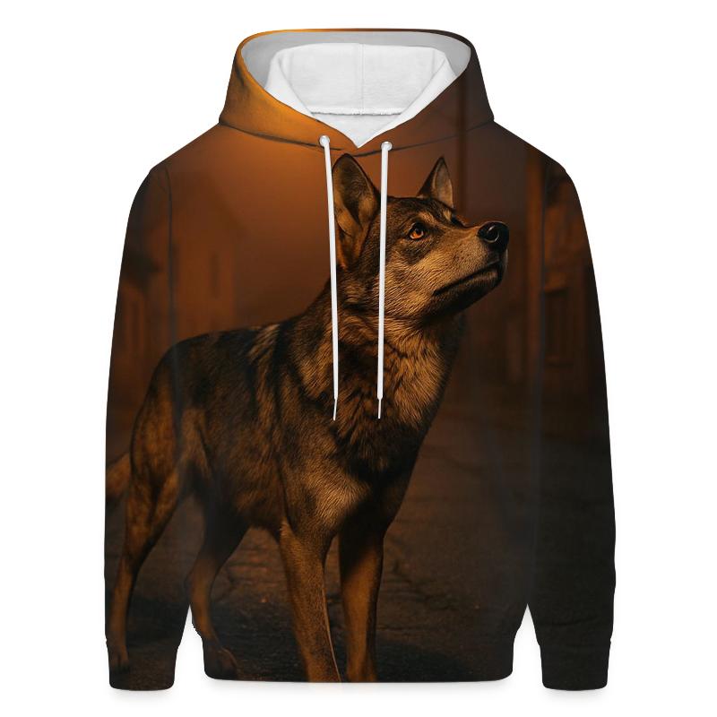 Iberian Wolf Under Sodium Streetlights hoodie trends