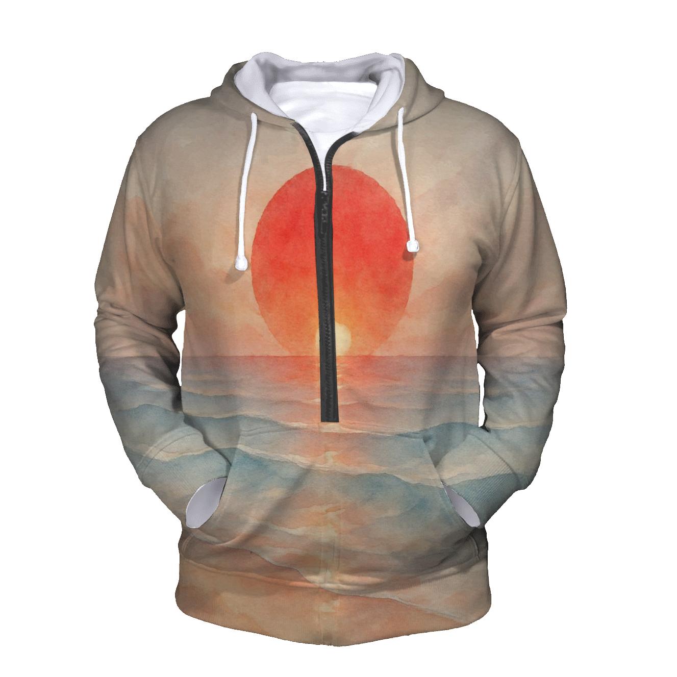 Japan Dawn Watercolor Horizon hoodie styles