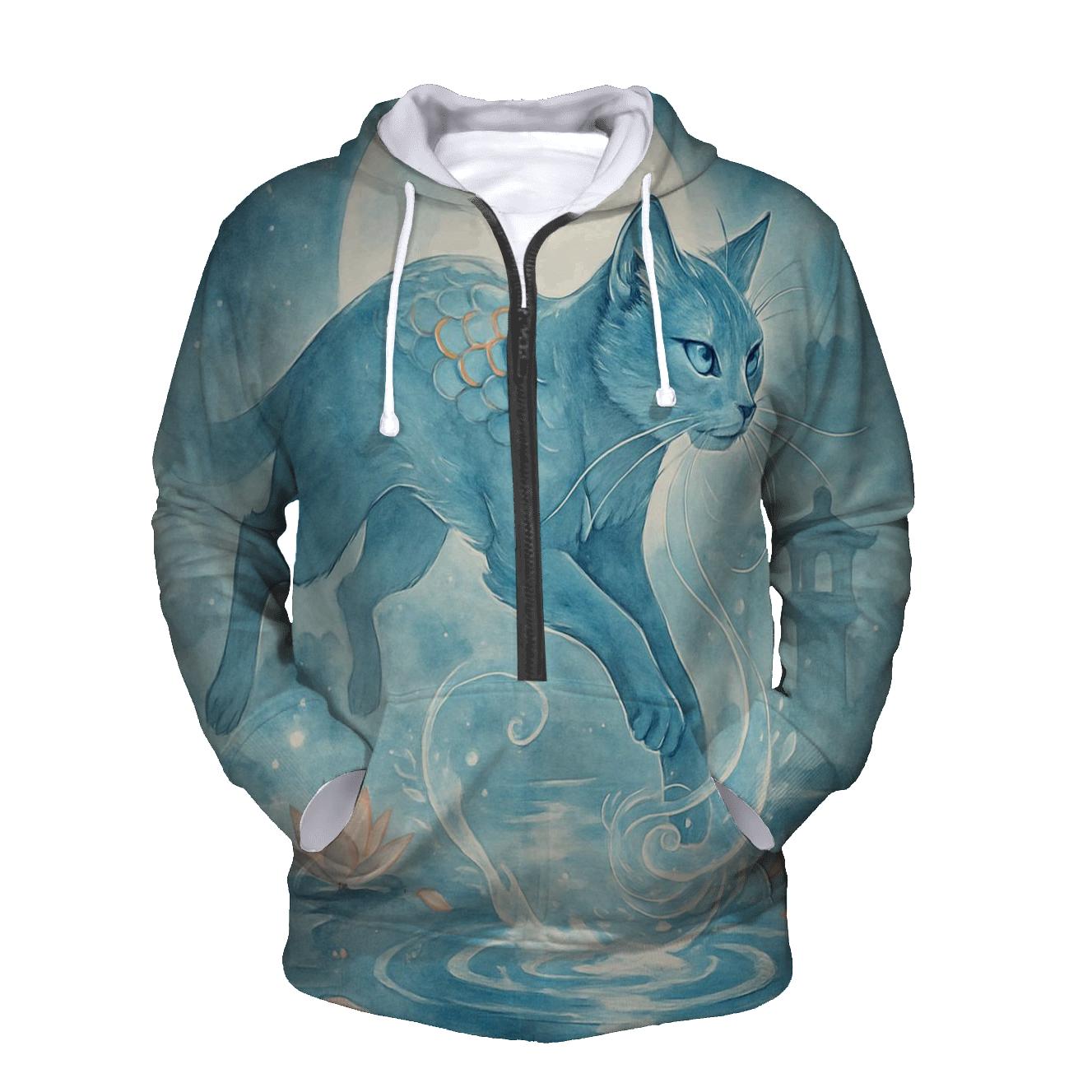 Koi Pond Moon Guardian Cat lightweight hoodies