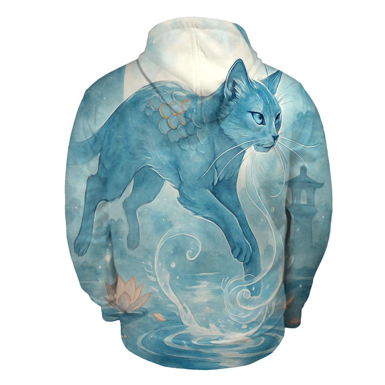 Koi Pond Moon Guardian Cat lightweight hoodies