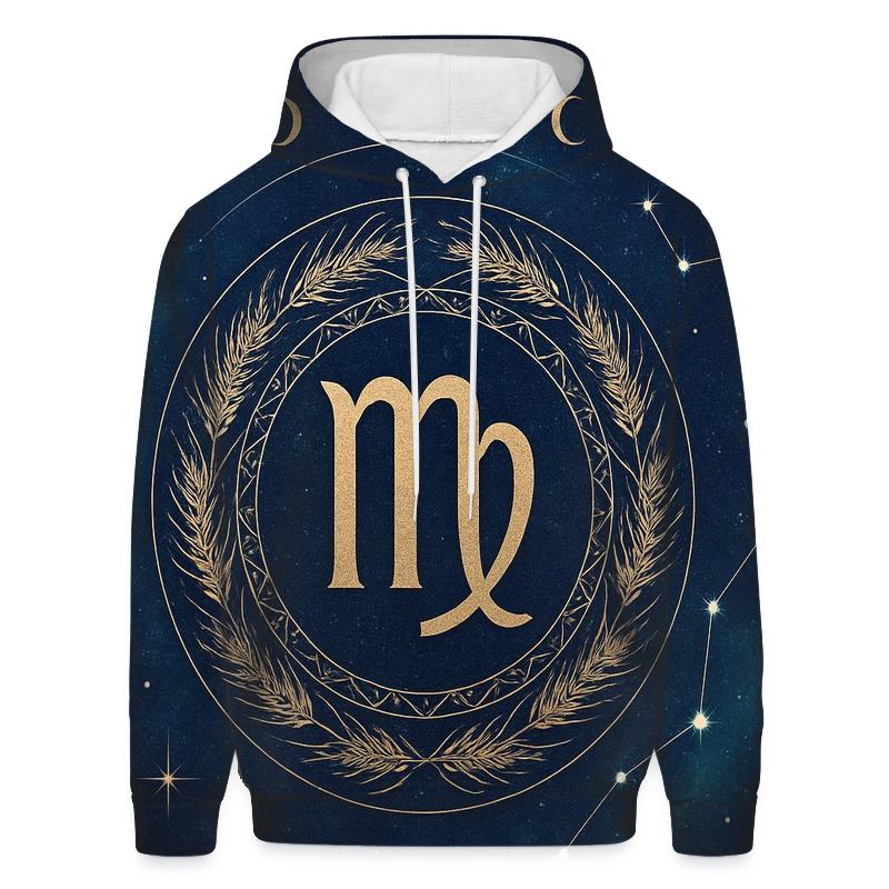 Virgo Spica Harvest Star Mandala printed hoodies