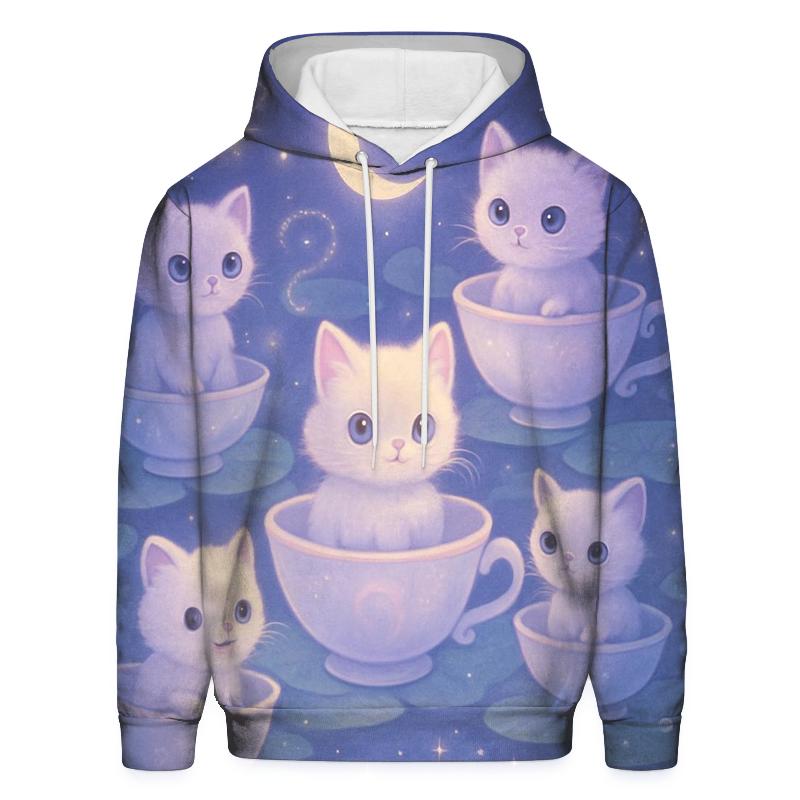 Moonlit Teacup Kitten Carousel pullover hoodies