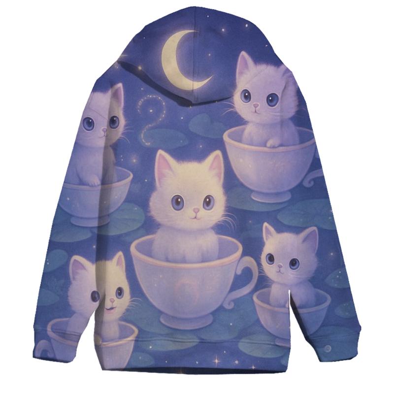 Moonlit Teacup Kitten Carousel pullover hoodies
