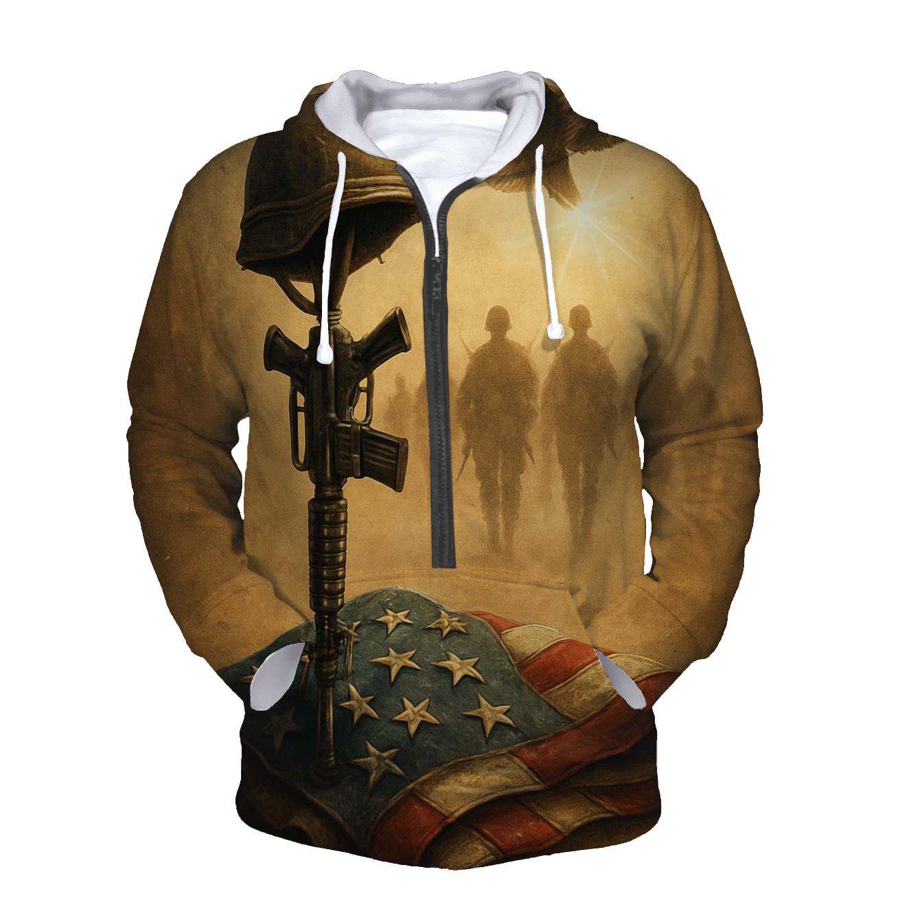 Desert Cross Of Stars And Steel printed hoodies