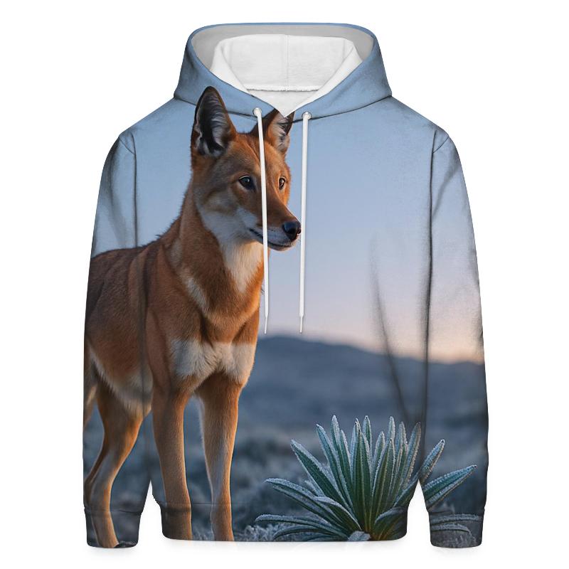 Ethiopian Wolf Among Frosted Giant Lobelias lightweight hoodies