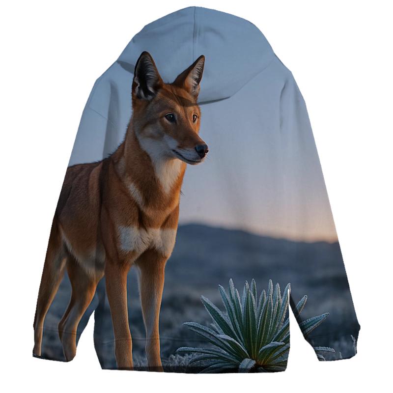 Ethiopian Wolf Among Frosted Giant Lobelias lightweight hoodies