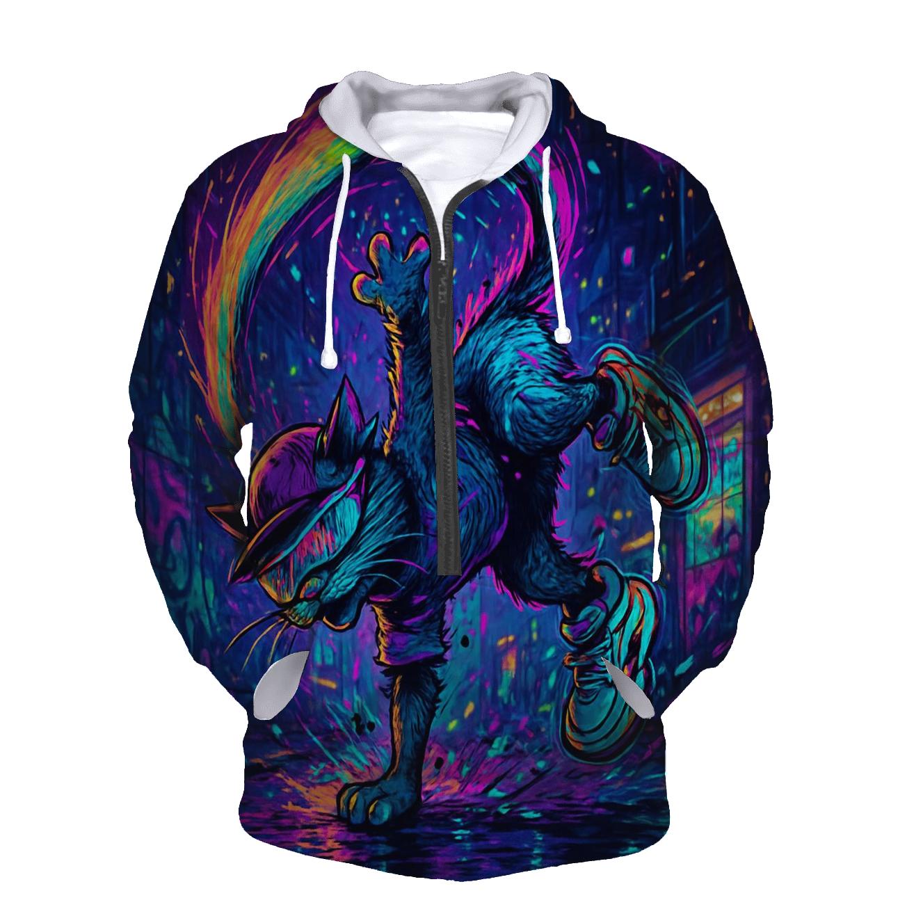 Neon Alley Breakdance Cat Spiral custom hoodies