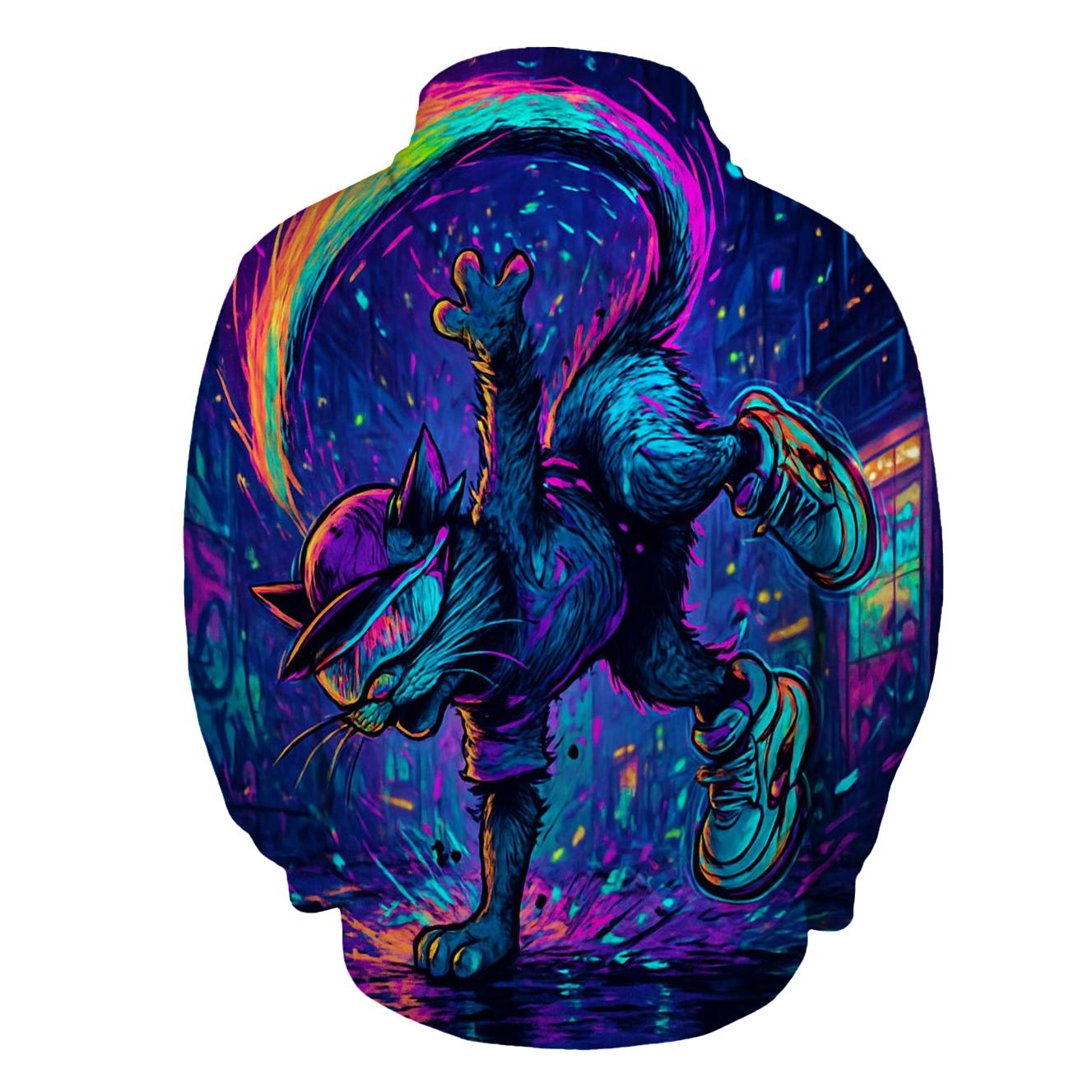 Neon Alley Breakdance Cat Spiral custom hoodies