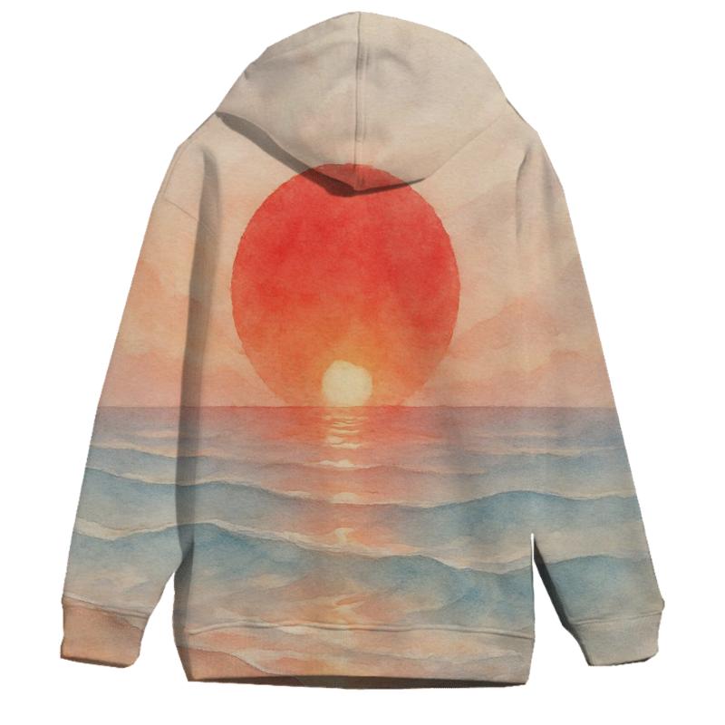 Japan Dawn Watercolor Horizon custom hoodies