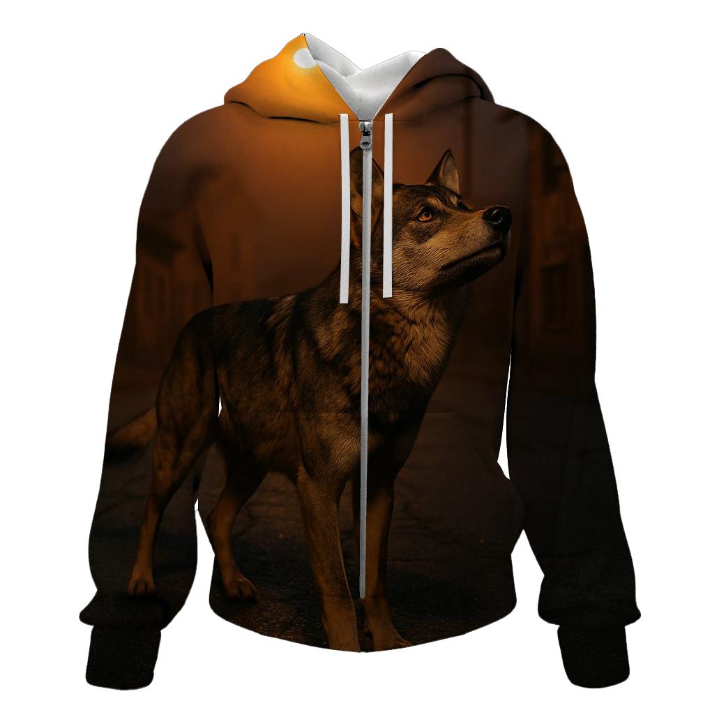 Iberian Wolf Under Sodium Streetlights hoodie styles