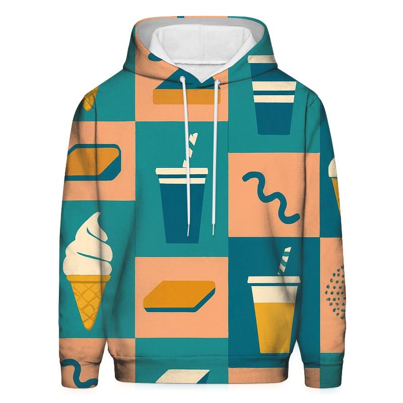 Mall Food Court Neon Pattern printed hoodies