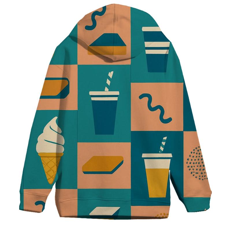Mall Food Court Neon Pattern printed hoodies