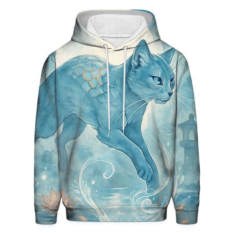 Koi Pond Moon Guardian Cat zip-up hoodies