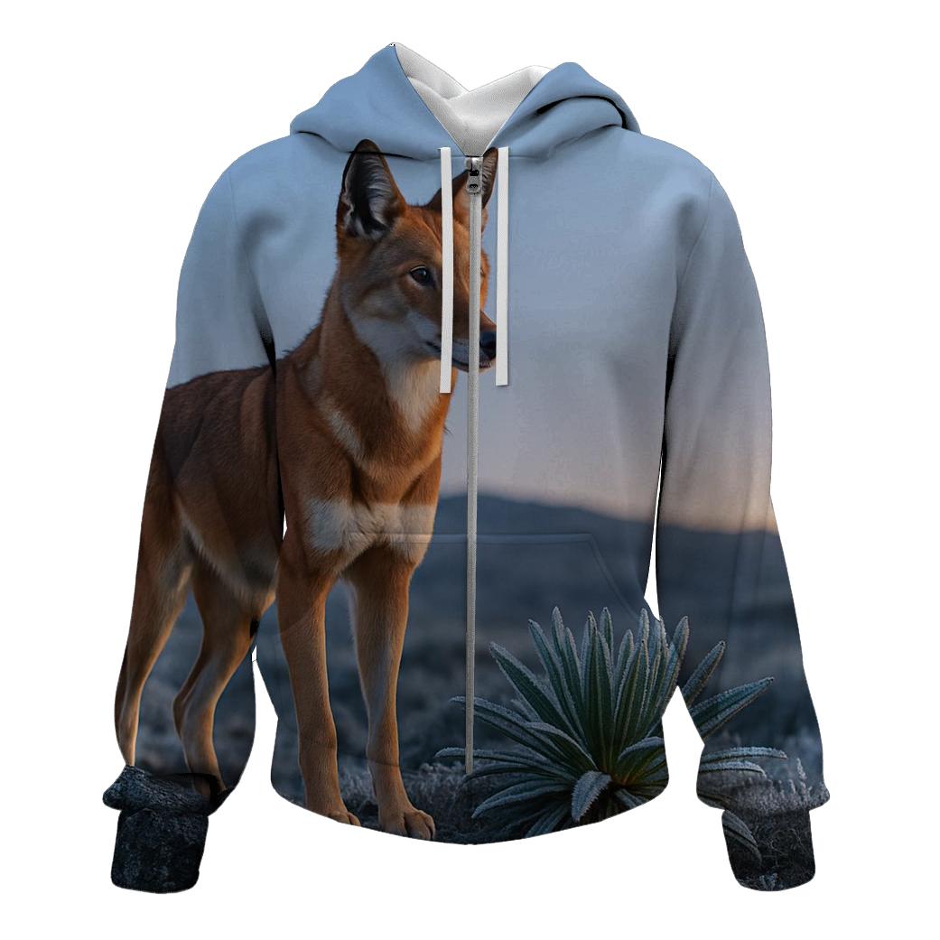 Ethiopian Wolf Among Frosted Giant Lobelias hoodie designs