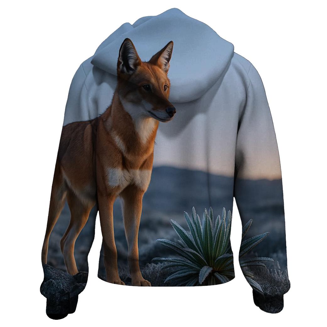 Ethiopian Wolf Among Frosted Giant Lobelias hoodie designs