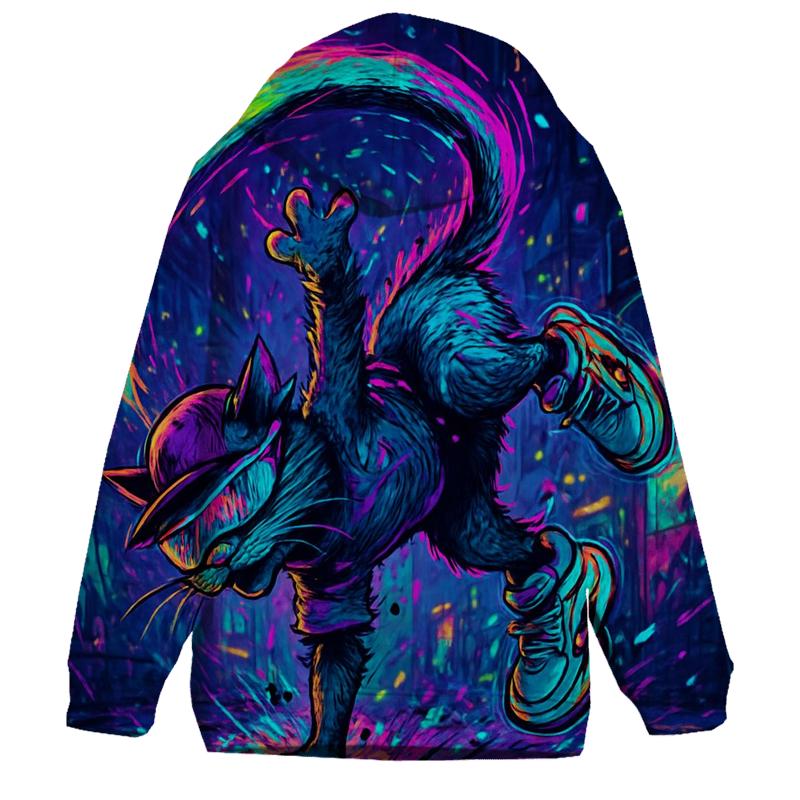Neon Alley Breakdance Cat Spiral custom hoodies