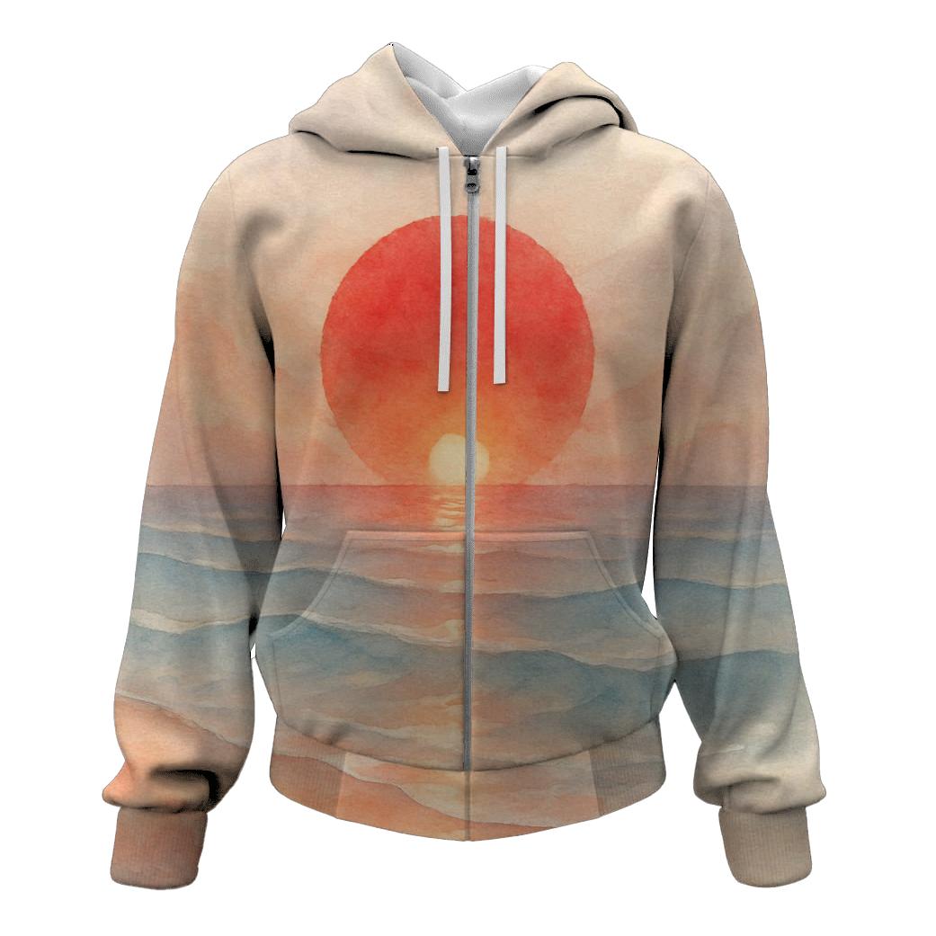 Japan Dawn Watercolor Horizon premium hoodies