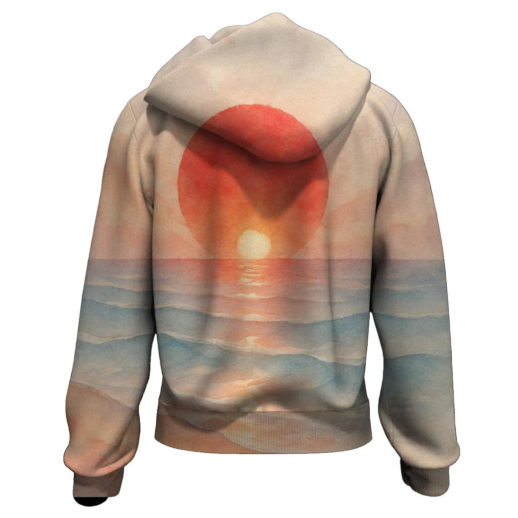 Japan Dawn Watercolor Horizon premium hoodies