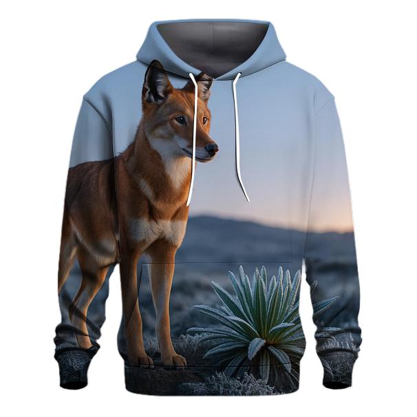 Ethiopian Wolf Among Frosted Giant Lobelias designer hoodies