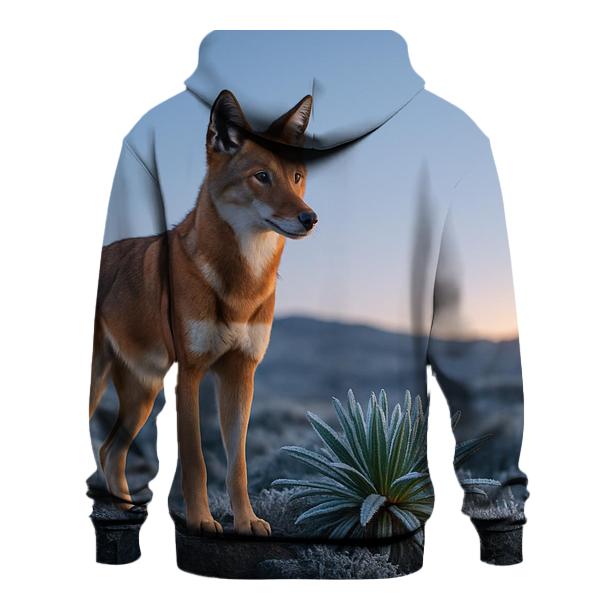Ethiopian Wolf Among Frosted Giant Lobelias designer hoodies