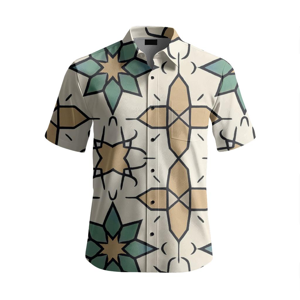 Celadon Star Chart Trellis With Lunar Knotwork embroidered logo shirts