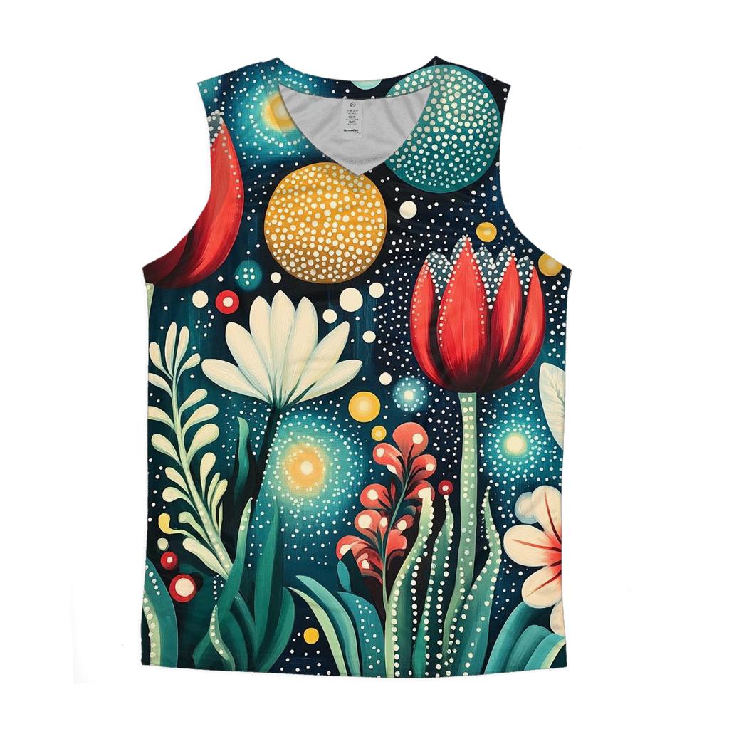 Yayoi Kusama Inspired Cosmic Garden Of Polka Dot Planets trendy fitted tank tops