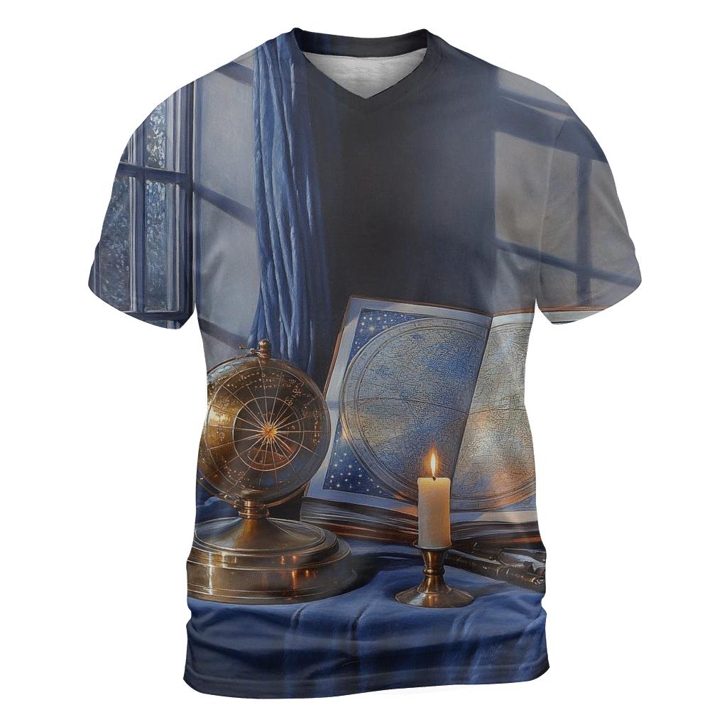 Johannes Vermeer Inspired Astronomer In A Candlelit Library custom all-over print shirts
