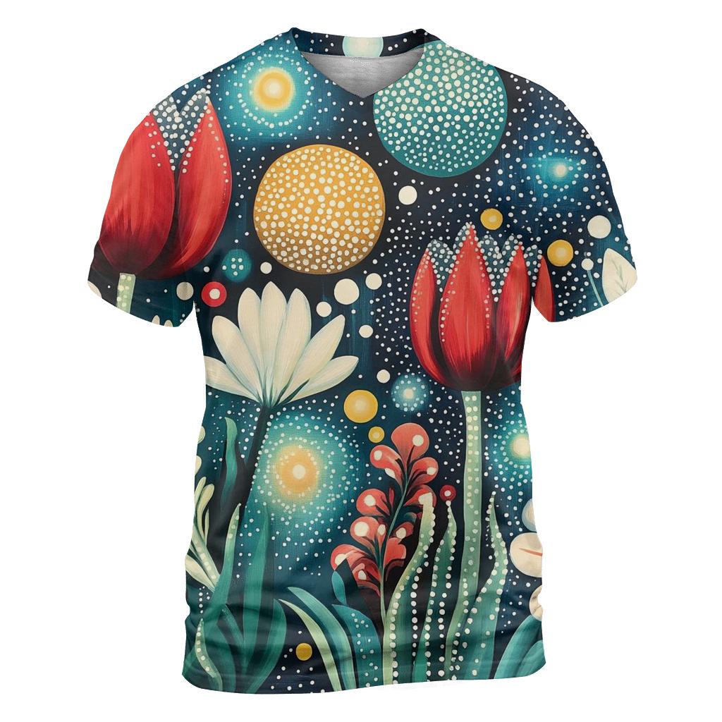 Yayoi Kusama Inspired Cosmic Garden Of Polka Dot Planets statement graphic shirts