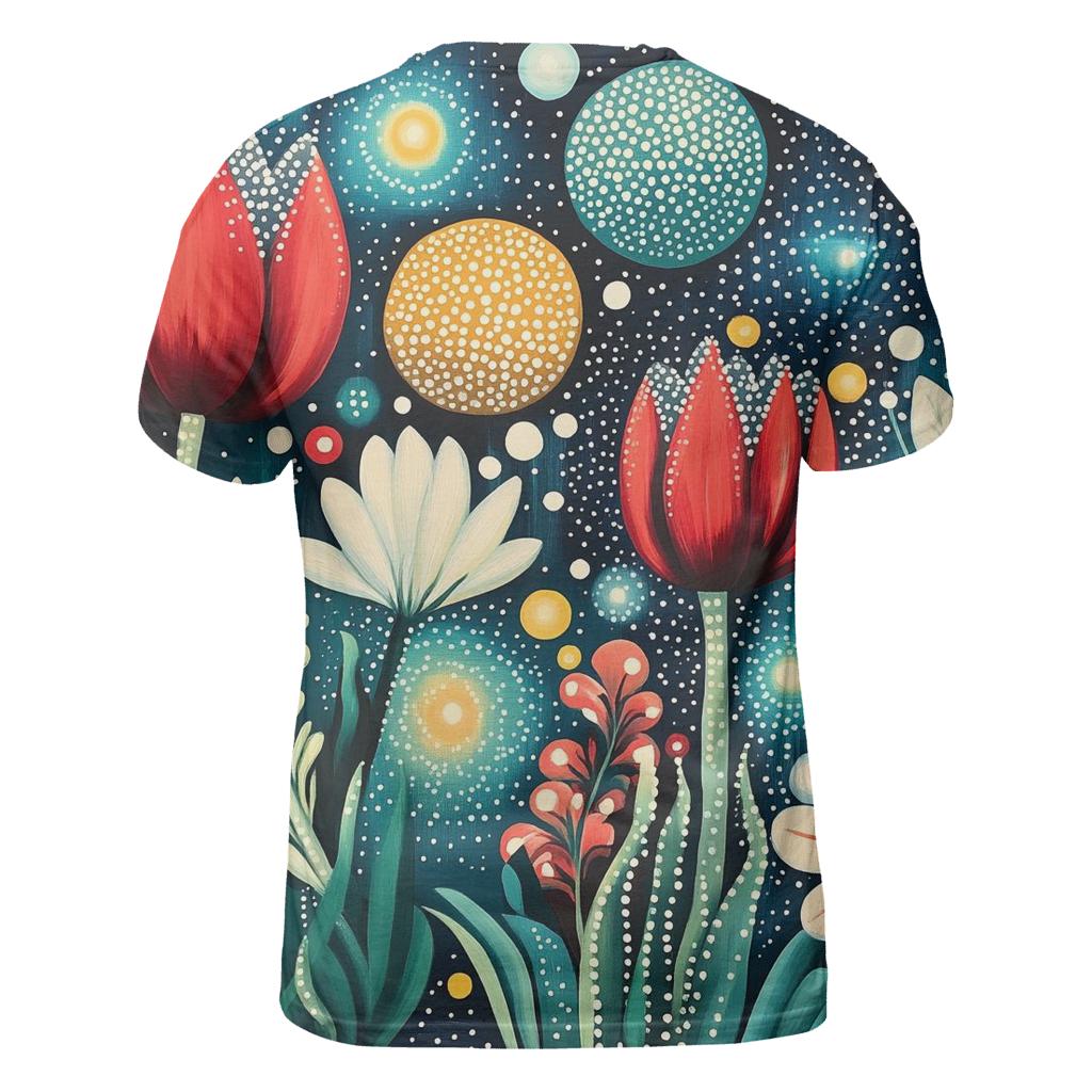 Yayoi Kusama Inspired Cosmic Garden Of Polka Dot Planets statement graphic shirts
