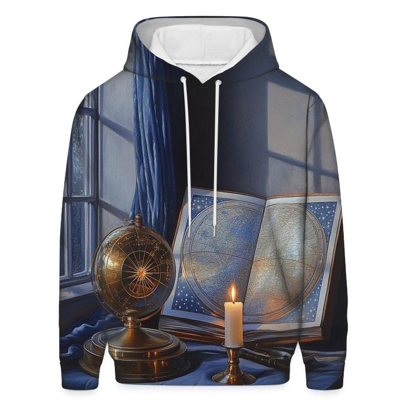 Johannes Vermeer Inspired Astronomer In A Candlelit Library embroidered hoodies