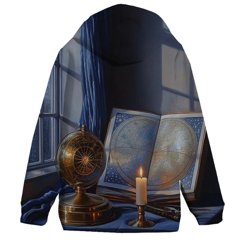 Johannes Vermeer Inspired Astronomer In A Candlelit Library embroidered hoodies