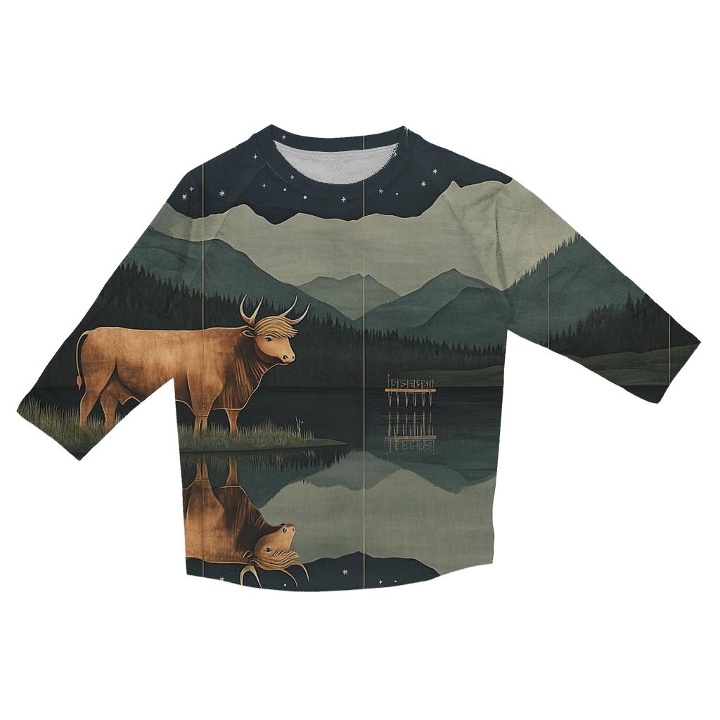 Highland Cow Reflections In The Star Loch cotton quarter sleeve shirts