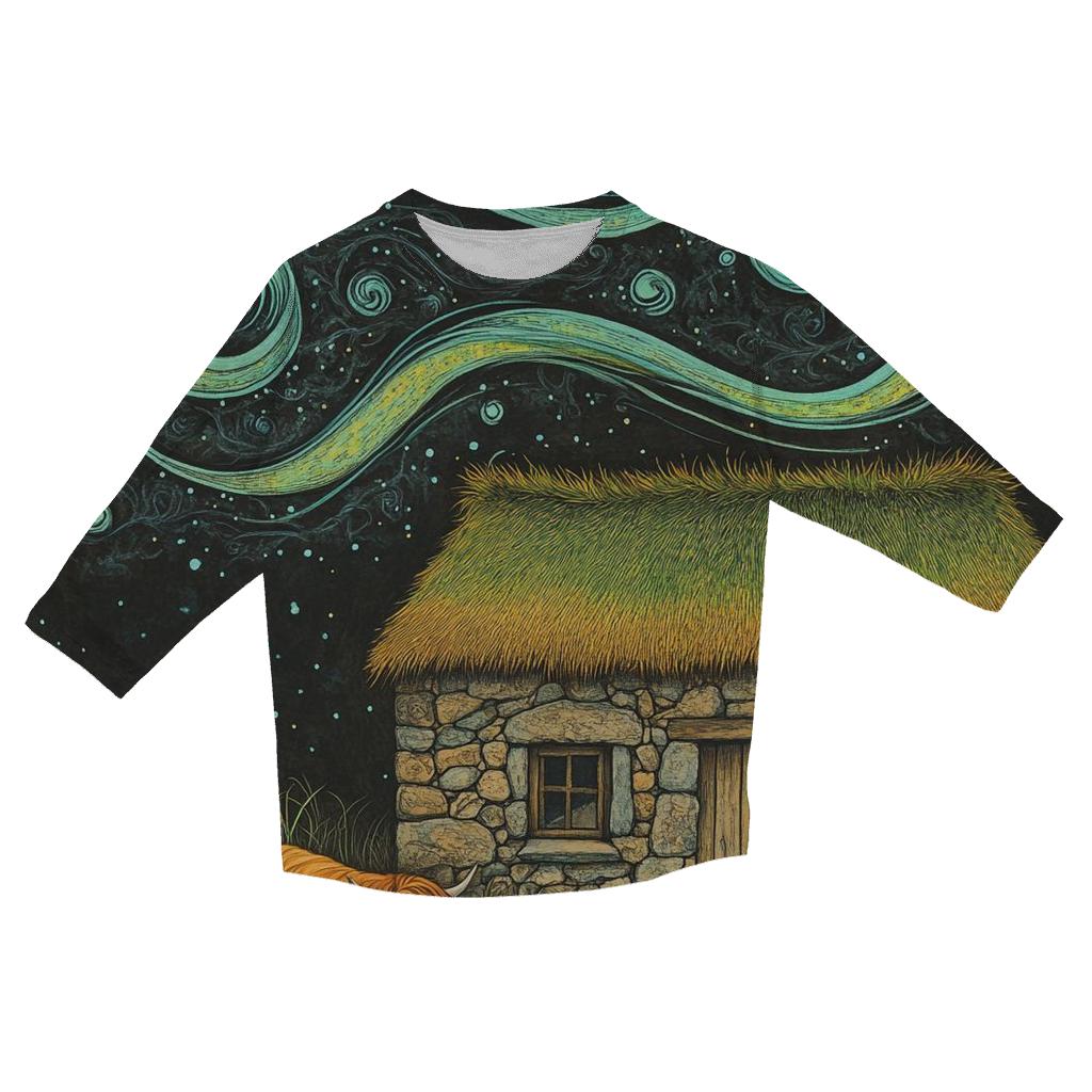 Solar Wind Over The Highland Cow Byre Roof custom 3/4 sleeve shirts