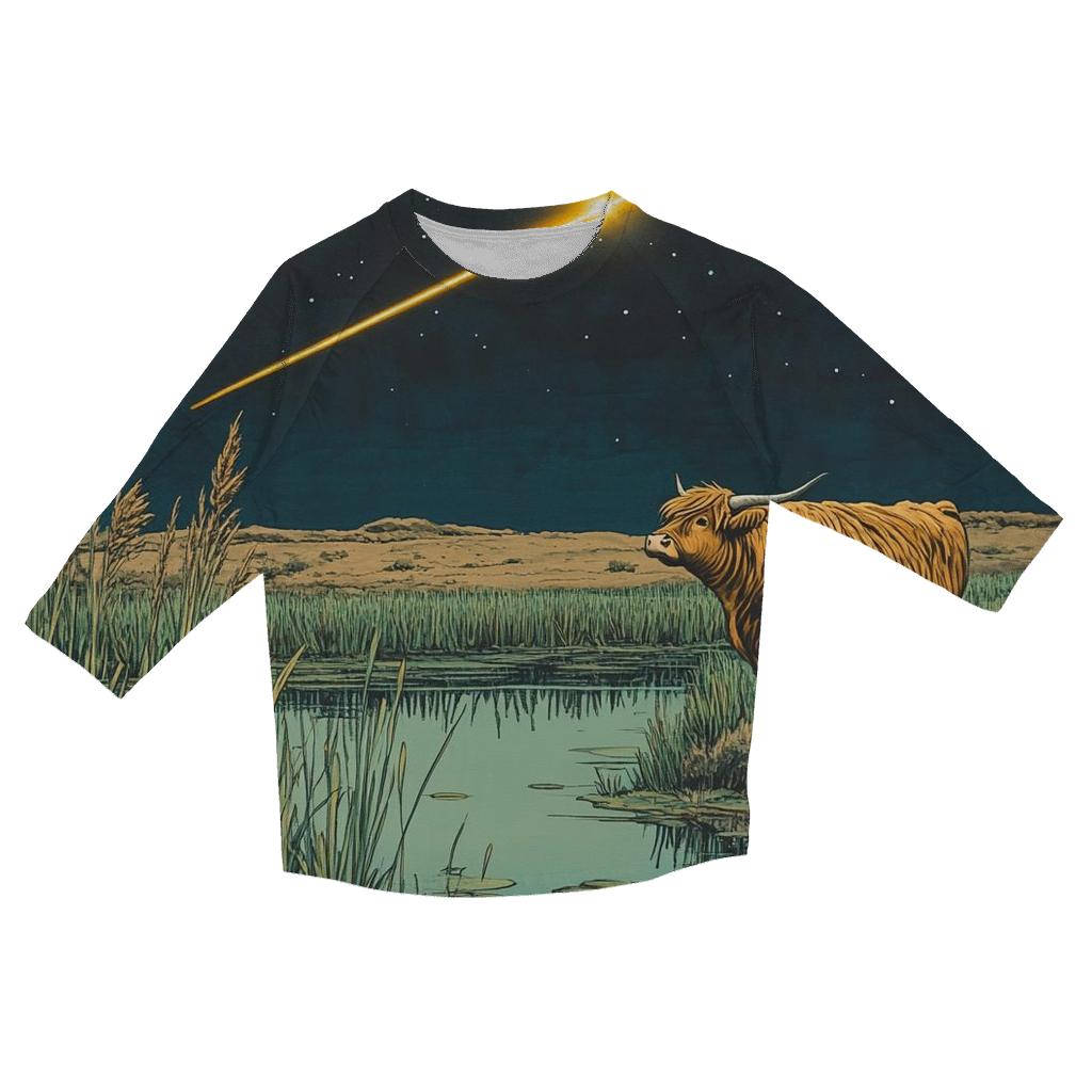 Meteor Path Across The Highland Cow Marsh personalized 3/4 sleeve tees