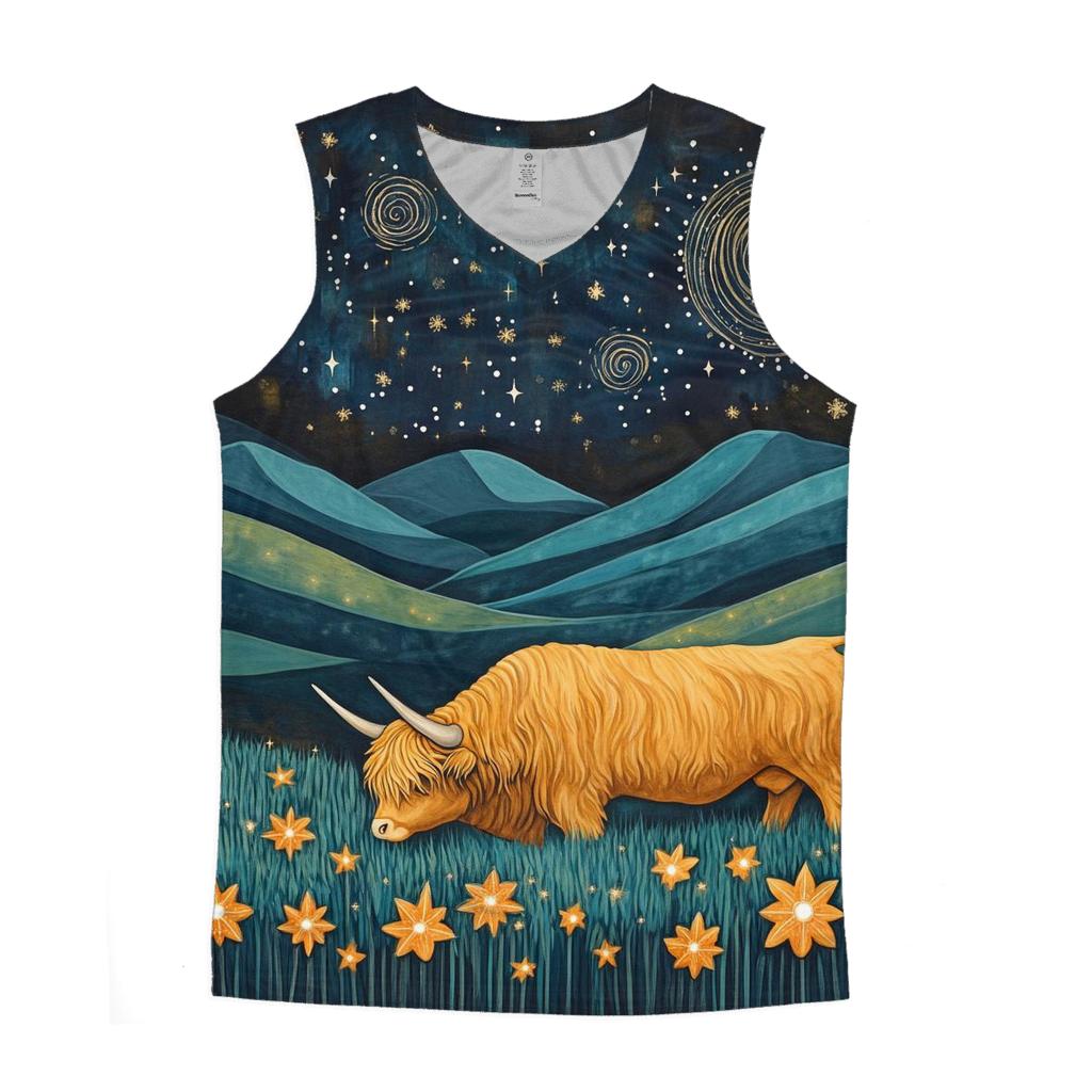 Celestial Pasture Highland Cow Edition stylish racerback tanks