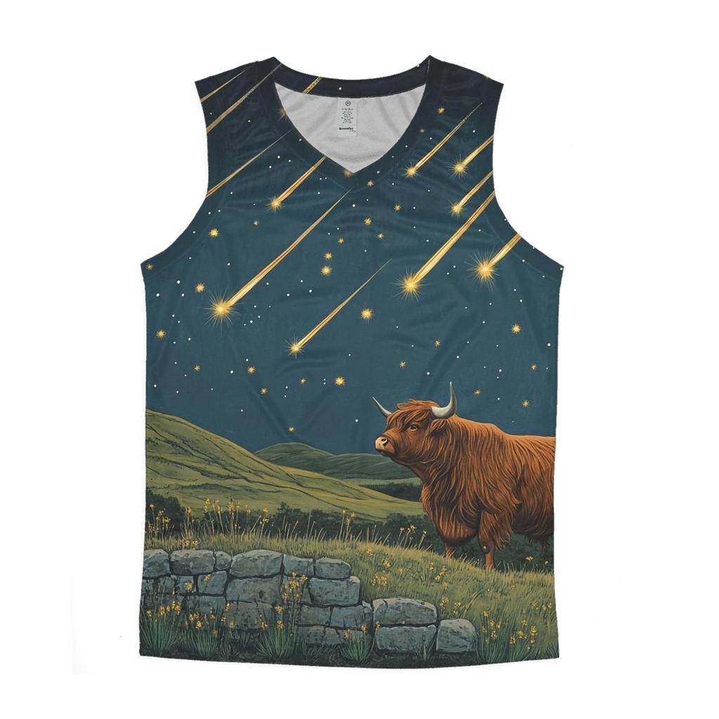 Highland Cow Shepherd Of The Shooting Stars designer workout tanks