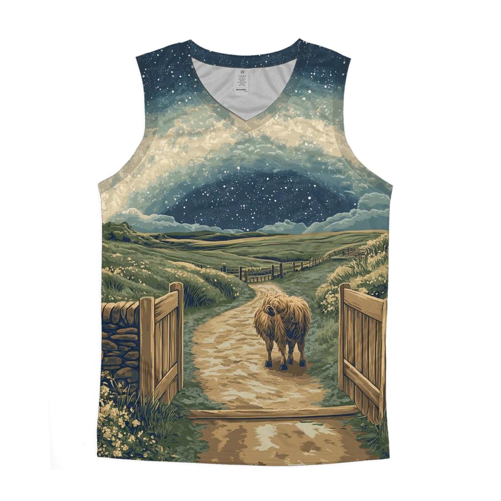 Highland Cow At The Milky Way Gate casual summer tank tops