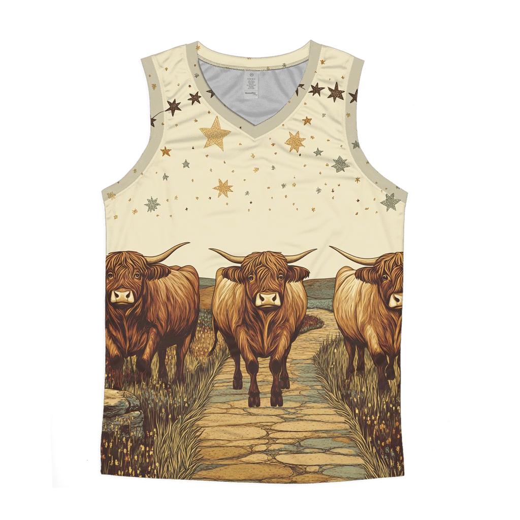Highland Cow Caravan Under The Star Bridge sports performance tank tops